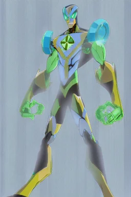 This new alien from the Ben 10 cartoon looks like an alien with an advanced and amazing appearance. He is distinguished by his slender and flexible body, which indicates his high alien capabilities. His skin appears light blue, adding to his feral character.A new space creature from Ben 10 cartoon. Strong and graceful. Advanced metal. Magical power, precise detail and intense power