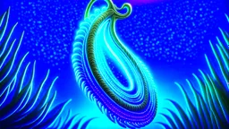 Fantasy digital illustration: Mighty magical Hawaiian fish hook, the fish hook glows with a blue!