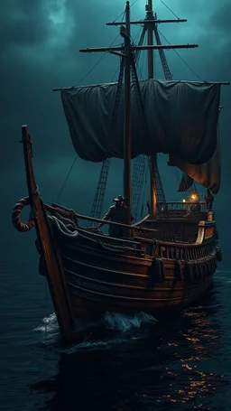 Aboaord old ship made of wood in the dark age century full body portrait, dynamic lighting, hyper-detailed, intricately detailed, deep shadow, advance shade, real digital art, hyper-realism, 8k resolution, beautifully shot, hyper realistic,perfect cinematic atmospheric adventure,moody, filmic, pirate of the Caribbean, he is ready to sail on that ship, V-RAPTOR XL 8K RED