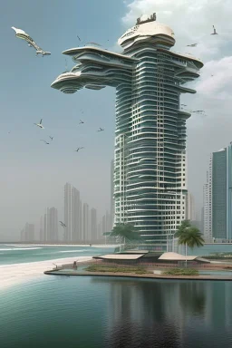 Modern futuristic Mumbai marine drive in 2100