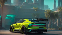 Bentley Mulliner Bacalar ultimate need for speed tuning Mansory Cyberpunk 2077 neon Style Rear View, Super Detailed, desktop wallpaper, 4K