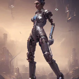 full body cyborg| full-length portrait| detailed face| symmetric| steampunk| cyberpunk| cyborg| intricate detailed| to scale| hyperrealistic| cinematic lighting| digital art| 3d concept art-v--4 --style 1000