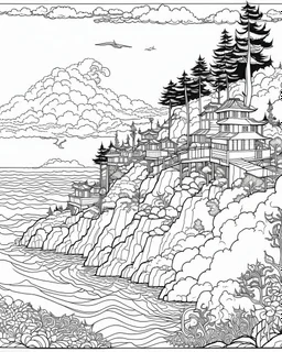 peninsula hill, sea coloring pages coloring pages, no color small slim line art