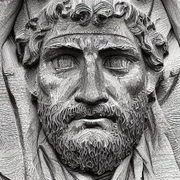 line toned, hedcut, wsj style, statue of cruicified Jesus of Liberty with a beard and wearing a cross and hanging from a cross, The statue male, hyperdetailed intricately detailed photoillustration ink drawing dystopian 8k resolution entire body of the statue is in the picture. digital illustration telephoto lens photography , same colors as the us treasury's one dollar bill, crucified"