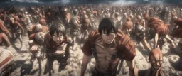 attack on titan full immersive scene all titans very detailed