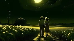 Imagine a picture where Mr. George and his wife are walking after midnight in one of the agricultural fields planted with corn, where the full moon is clearly visible in the sky and the clouds are illuminated with its dim light, and the corn is touching his wife’s face, and they are as if they are on a journey of wonderful and emotional memories, even though they can hardly see under their feet, but they are happy.