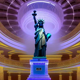 Liberty Statue of New York , 10 Grenelle, biomorphic structure , staircase ,bioluminescence, centrepiece,USA, interior design, Les Echos, Le Parisien, LVMH, media division, minimalist, palace environment, parametric sculpture, Liberty Statue of New York , refined details, metallic and wooden backround , masterpiece of Ora Ito