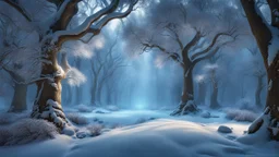 a magical grove of ancient white oaks. a faint blue glow. exquisite realism, a masterpiece, fantasy concept art, dynamic lighting, hyperdetailed, intricately detailed, deep color, Unreal Engine, volumetric lighting , Epic cinematic brilliant stunning intricate meticulously detailed dramatic atmospheric maximal,