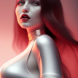  A beautiful portrait of a fully clothed curvy feminine young hot pale goth cutie wearing an elaborate modest shiny tight red-silver latex-nylon-leather striped neck-high gown, cgsociety, photorealistic, 16k, smooth, sharp focus, trending on ArtStation, volumetric lighting, worksafe, sublime-comforting-intriuging ambience, thick hips-breasts and thin waist digital art by Eugene de Blaas and Ross Tran, vibrant color scheme, highly detailed, in the style of romanticism, cinematic, artstation best