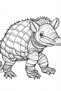 outline art for Armadillo Pup coloring pages with sitch, white background, Sketch style, full body, only use outline, toddlers style, clean line art, white background, no shadows and clear and well outlined.