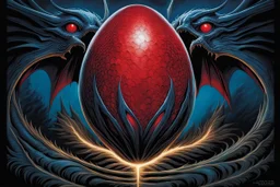 a blue dragonegg full of red lightning. h. r. giger. dark horror setting. painted by Anne Stokes, Mark Brooks and Dan Mumford, comic book art, perfect, smooth