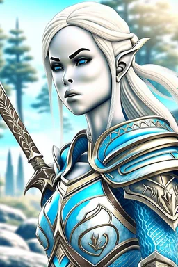 Pretty girl, Skyrim, dragonborn, high Elf, greatsword, blonde