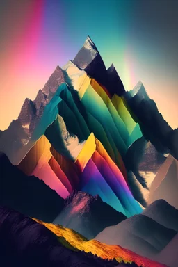 A mountain range made out of rainbows