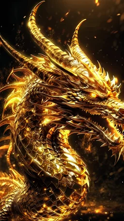 Golden Powerfull Dragon 8K High Quality, Cosmic Astrology Background, Inspired Smaug