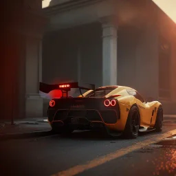 photo of a ultra realistic,set in fire hyper car, cinematic lighting, battered, low angle, trending on artstation, 4k, hyper realistic, focused, extreme details, unreal engine 5, cinematic, masterpiece