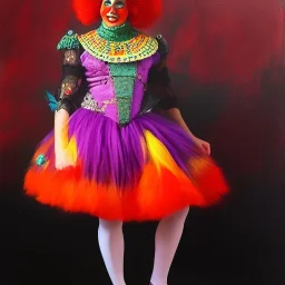 Full body portrait, painting, medium shot lady Clownpunk