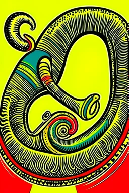 Vintage pop art style of a shofar, rams horn