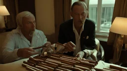 men smoking many cigars fill hotel room with waxy film