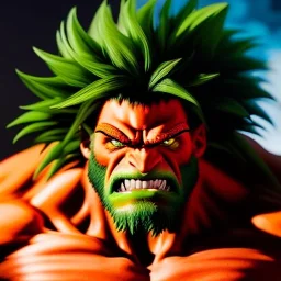 Ultra detailed fullbody Portrait in oil on canvas of Street Fighter- Blanka,extremely detailed digital painting,ultrarealistic skin,intense stare, extremely detailed face, crystal clear eyes, mystical colors ,perfectly centered image, perfect composition, rim light, beautiful lighting,masterpiece ,8k, stunning scene, raytracing, anatomically correct, in the style of Simon Bisley and Ohrai Noriyoshi and robert e howard and Steve Jung and frank frazetta.