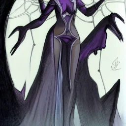 Drow priestess diplomat dressed in spider silk negotiates with an angel