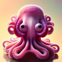  portrait of an 2 cute fuzzy pink octopus in the style of Chris Ryniak