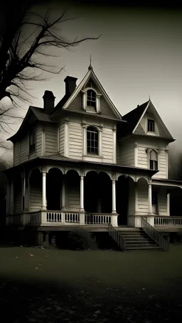 buatkan saya foto rumah kosong yang sangat mengerikan, penuh dengan hantu