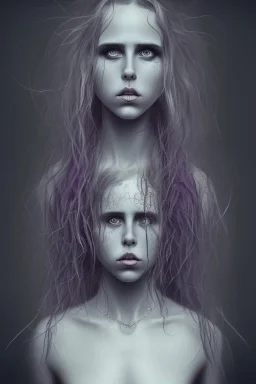 danish singer mø, high light , purple tones, Style John Kenn Mortensen,