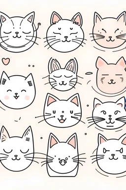 Draw a flash page with cute minimalistic cats line vector images