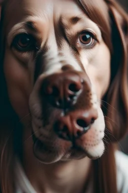 Piękna dziewczyna z nosem psa
