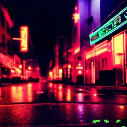 cyborg on city street poignant neon lights rainy atmosphere, clear view, high detail, mechanical, circuits