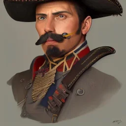 portrait,"Insanely detailed photograph of a male western mustachioed crossbowman", detailed charro and Sombrero, digital painting,eye patch, cigar, artstation, concept art, sharp focus, illustration, art by artgerm and greg rutkowski and alphonse mucha, 8 k,fantasy, unreal engine