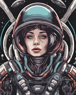 девушка инопланетянин в космосе рисунок