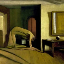 a chimera in a liminal room depicted by balthus