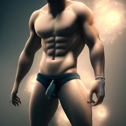 A man in briefs, volumetric lighting, intricate details, realistic style