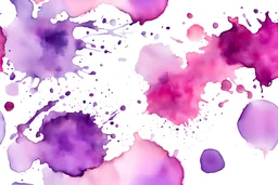 purpure spots and splashes of watercolor paint on a white background