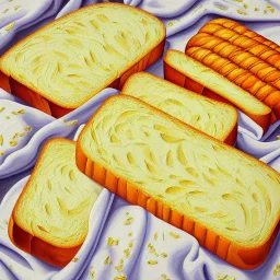 a detailed painting of white bread and butter, seamless pattern, oil on canvas, Figurative