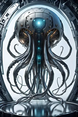 super computer looking like a metal robot squid fantasy futuristic concept art, diameter of an entire continent