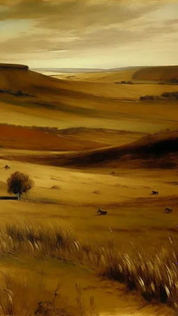 A brownish bronze fields near steppes painted by Edgar Degas