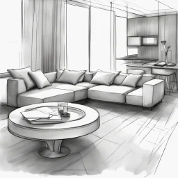 Modern “small” circular coffee table design, sketch