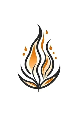 aesthetic small fire and sand logo make the flames less sharp. white background sand circling fire symmetric