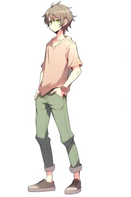 Anime man side character with gum hands and legs , , medium muscles, aged 20