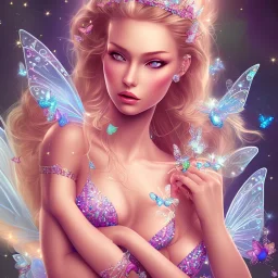  beautiful princess fairy with sparkle jewel bikini and butterflies in hair