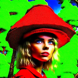 woman with a red beisball hat