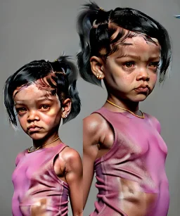 Rihanna toddler, full body, soft skin, dramatic lighting, hyper realistic