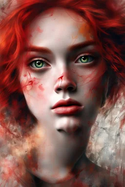 Sue Scimeca no I its direct from Midjourney. IT is a mix of Several artists. This is the prompt: An image of a red-haired beautiful girl in the style of Mike Worrall, Stefan Gesell, Anton Semenov, Arthur Boyd, Gerald Scarfe, Wlad Safronow, Yves Tanguy and Christine Ellger. Style airbrush art with very soft muted colours and a hazy atmosphere. Bold oil paintings with thick brushstrokes and spots --ar 16:9