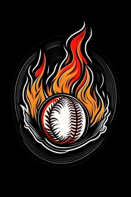 logo of baseball inside baseball mitt with small flames