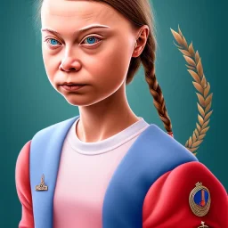 portrait of Greta Thunberg grumpy