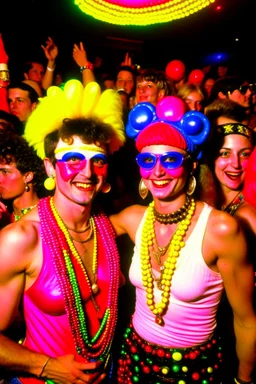 rave party in 80's with circus on the moon full