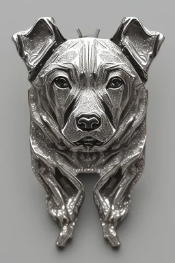 Silver brooch patterned in the shape of a Deberman dog