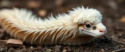 long fluffy slinky snake with a sheeps head